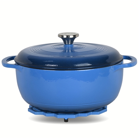 Lodge 6 Quart Blue Essential Enamel Cast Iron Dutch Oven