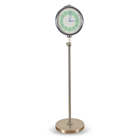 Floor Standing Adjustable Pocket Watch-Style Alarm Clock, Blue & Green