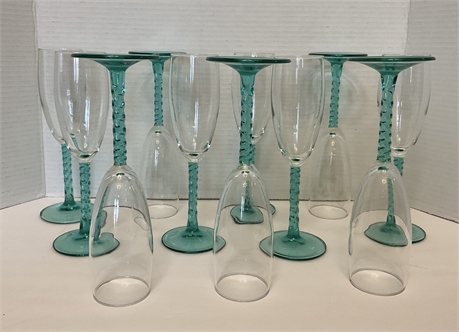 Luminarc Flute Glasses Angelique Turquoise W/Twisted Stems