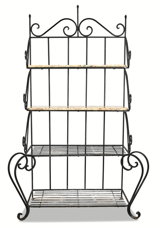 Vintage Wrought Iron Baker’s Rack with Custom Granite Shelves