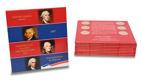 Complete 2007 - 2016 Presidential $1 Coin Uncirculated Sets