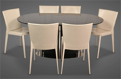Calligaris (Italy) 'Odyssey' Glass Dining Table with Chairs