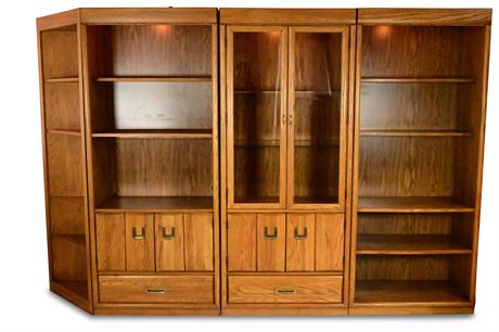 Bernhardt 4 Piece Modular Oak Bookcase