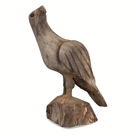 Hand-Carved Ironwood Eagle on Natural Burl Base