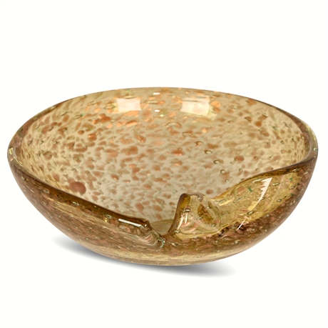 Vintage Murano Amber Gold-Fleck Bowl