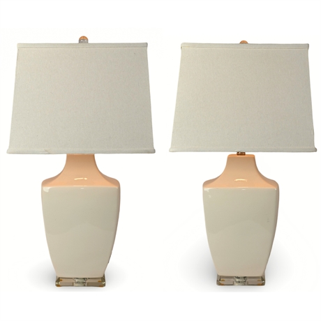 Set of Contemporary Craquelé Glaze Ceramic Table Lamps