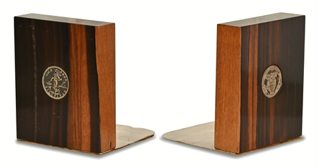 Cocobolo Bookends with Silver Coins