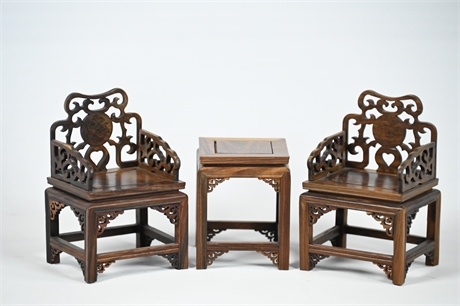 Chinese Rosewood Miniature Seating