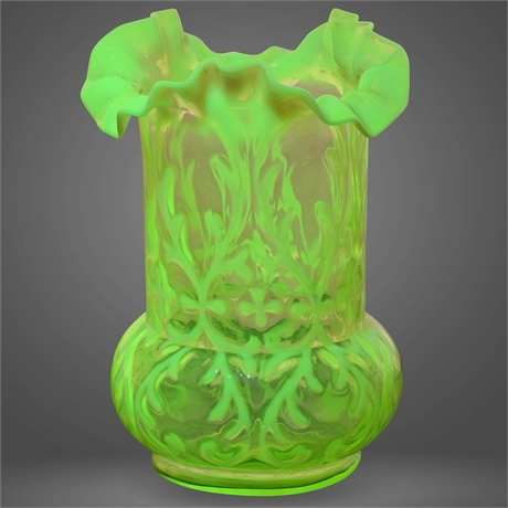 Antique Vaseline Glass Uranium Blown Vase