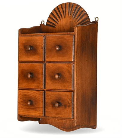 Vintage Solid Wood Wall Hanging Spice Cabinet with Six Drawers