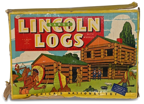 Antique Lincoln Logs with Wheels