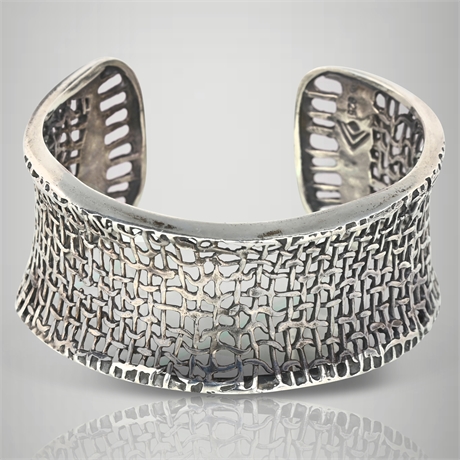 Silpada Sterling Silver 925 Woven Mesh Filigree Design Wide Cuff Bracelet