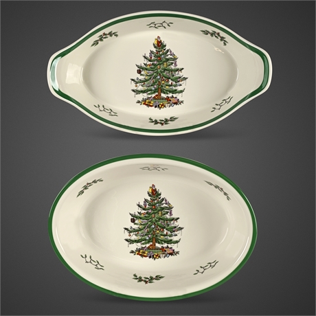 Spode Christmas Tree Oval Baker & Fish Dish – Oven-to-Table, Boxed Set