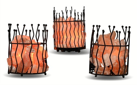 Set 3 Himalayan Salt Pillar Style Basket Lamps