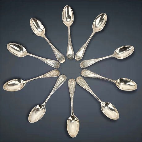 19th Century Harding Coin Silver Spoon Set