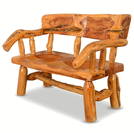 Rustic Handcrafted Mesquite Wood Bench