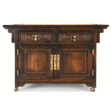 American of Martinsville Expandable Bar Cabinet – Chinoiserie Style, 1960s