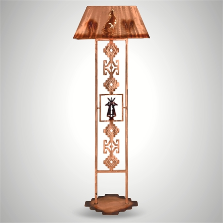 64" Copper Coyote & Desert Scene Floor Lamp