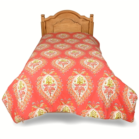 Complete Rustic Twin Bed with Dena® Kalani Orange Comforter Set