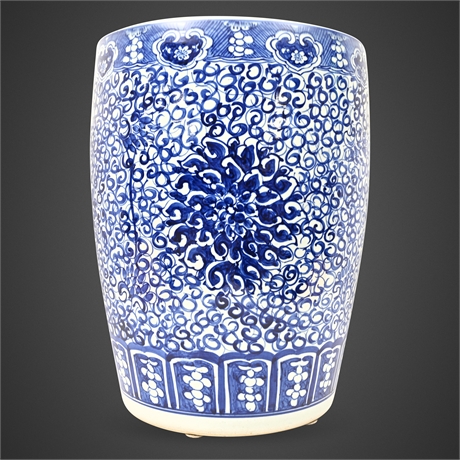 Blue & White Porcelain Garden Stool – Scrollwork Floral