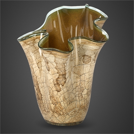 Jozefina Krosno Handkerchief Art Glass Vase Crackle Finish