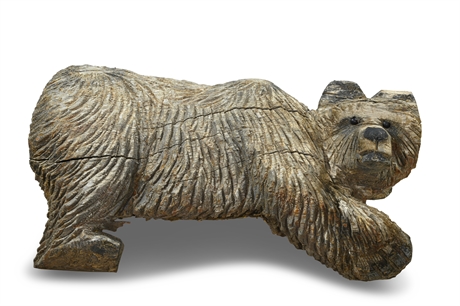 Wood Carved Lawn Bear
