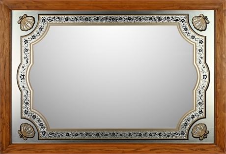 Saloon Style Etched Gilt Mirror