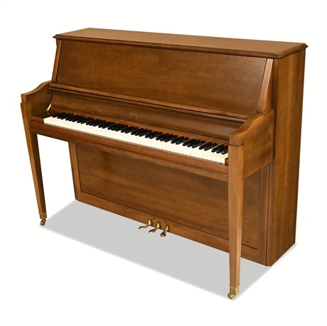 Sohmer & Co. New York Walnut Console Upright Piano & Bench, c. 1960–65