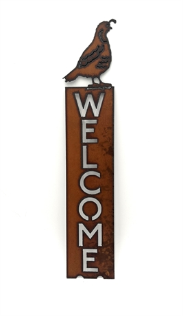 RECYCLED, RUSTED WELCOME PLAQUE