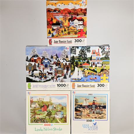 (5) Ceaco Puzzles, 300 Pieces to 1000 Pieces