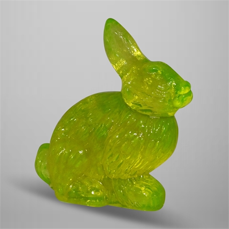 Vintage Mosser Uranium Glass Bunny Rabbit Paperweight