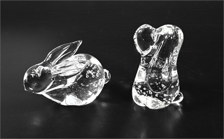Suspended Bubble Dog and Bunny Art Glass
