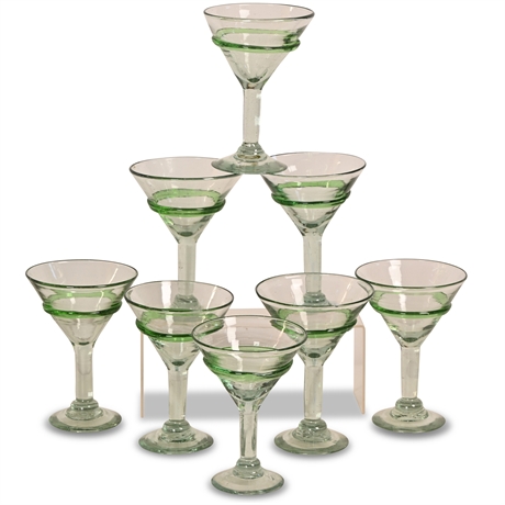 (8) Hand Blown Martini Glasses