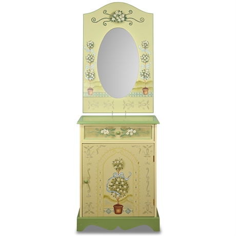 Hand Painted Cupboard with Mirror