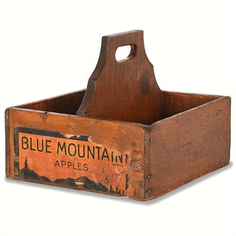 Antique Apple Crate with Original Blue Mountain Apple Labels