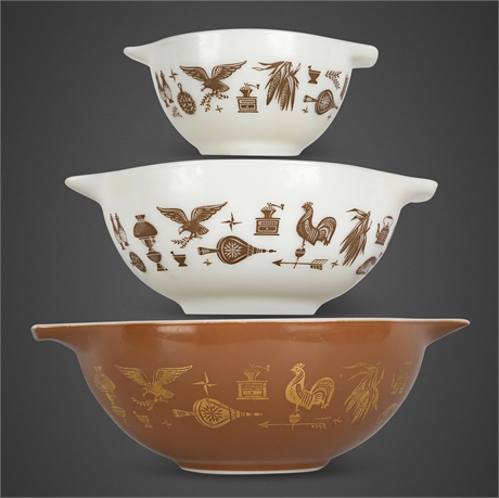 Pyrex Early American Cinderella Mixing Bowls, Set of 3