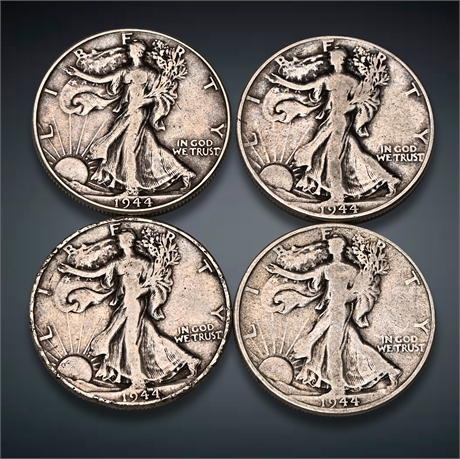 1944 (4) Walking Liberty Silver Half Dollars