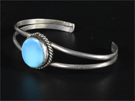 Vintage Petite Sterling & Turquoise Bracelet