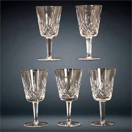 Set 5 Waterford "Lismore" Wine Goblets