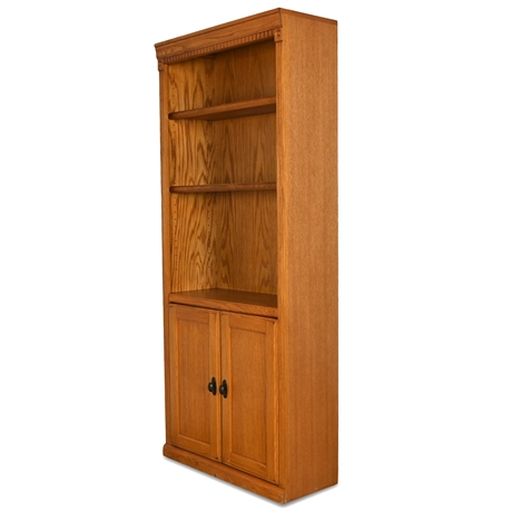 6' Oak Bookcase with Cabinet Storage and Adjustable Shelves