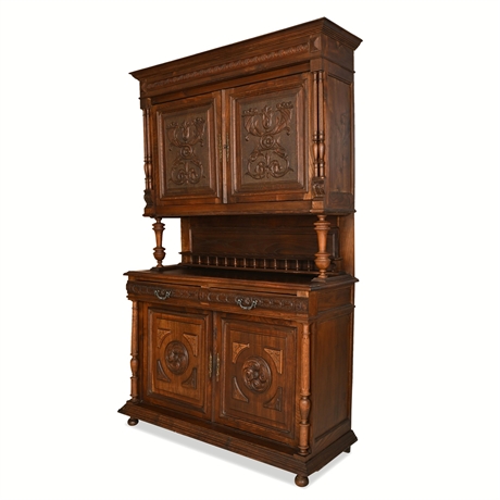Henri II Revival Carved Oak Buffet à Deux Corps, French, Late 19th C.