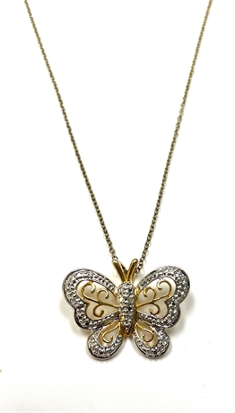 Sterling Silver and Gold Plate Butterfly Necklace