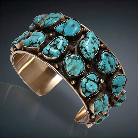 Nickel Silver & Turquoise Cuff