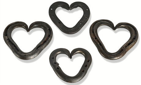 (4) Horseshoes Forged into Hearts
