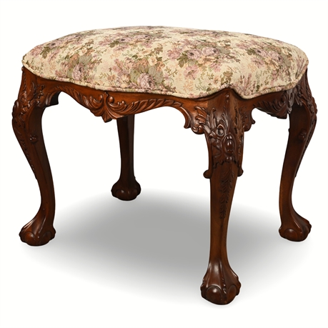 Chippendale-Style Carved Mahogany Stool