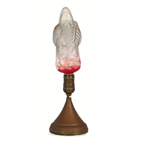 1920s Belsnickel Santa Figural Glass Bulb Lamp on Bliss Clamp-o-Set Brass Base
