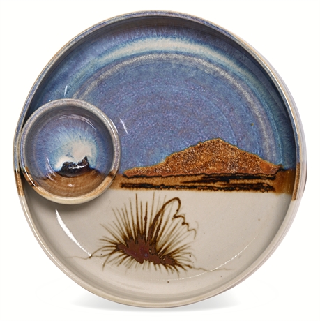 O’Clay Studio White Sands Desert Chip & Dip Platter — Signed