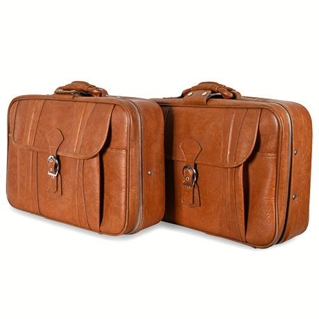 Stradeline Vintage Vinyl Luggage Set – Pair, Mid-Century Style