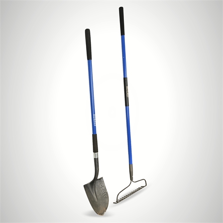 Kobalt Yardwork Duo: Round-Point Shovel &  Forged 15-Tine Rake