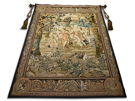 Stabiano ~ Ancient Romans Birdbath & Tree of Life Grande Tapestry Wall Hanging 